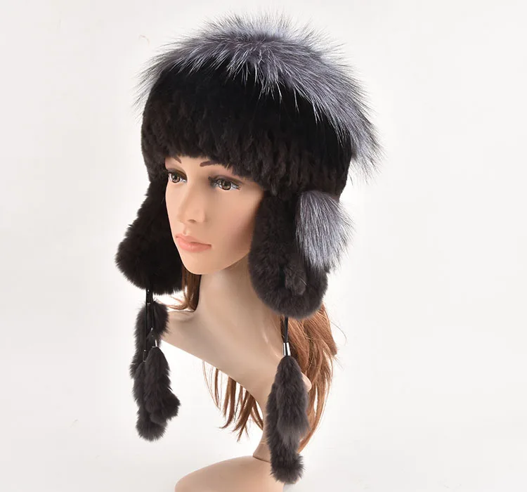 Новая женская меховая шапка из натурального кролика вязаный роскошные меха кролика рекса для ушей шапки зимний теплый натуральный мех норк... от AliExpress RU&CIS NEW