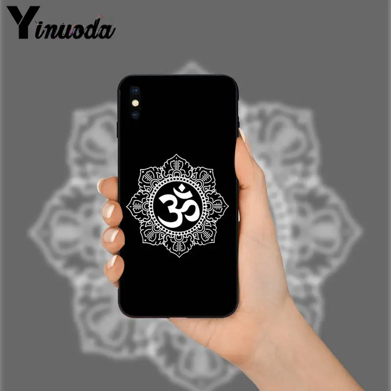 Yinuoda Aum Om Yoga TPU Мягкий силиконовый черный чехол для телефона iPhone X XS MAX 6 6S 7 7plus 8 8Plus 5 5S