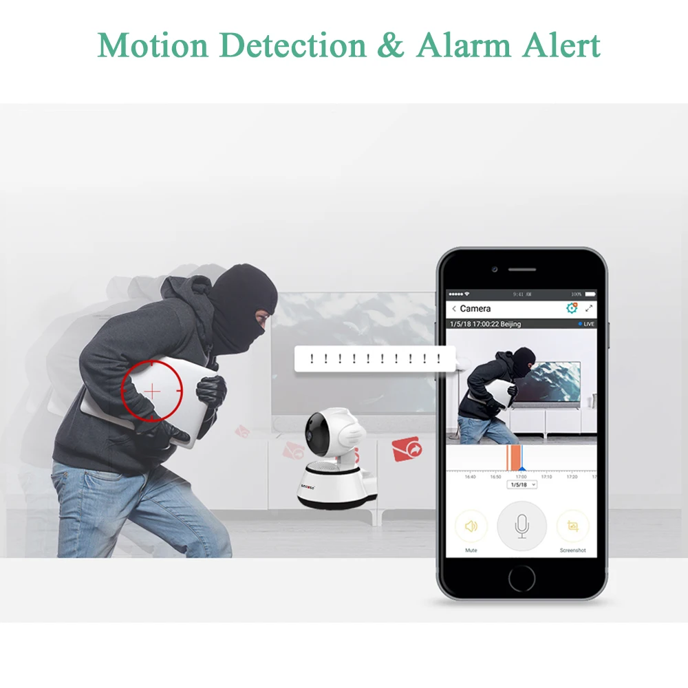 SECTEC IP камера беспроводная 720P домашняя охранная CCTV Сетевая WIFI ночное видение