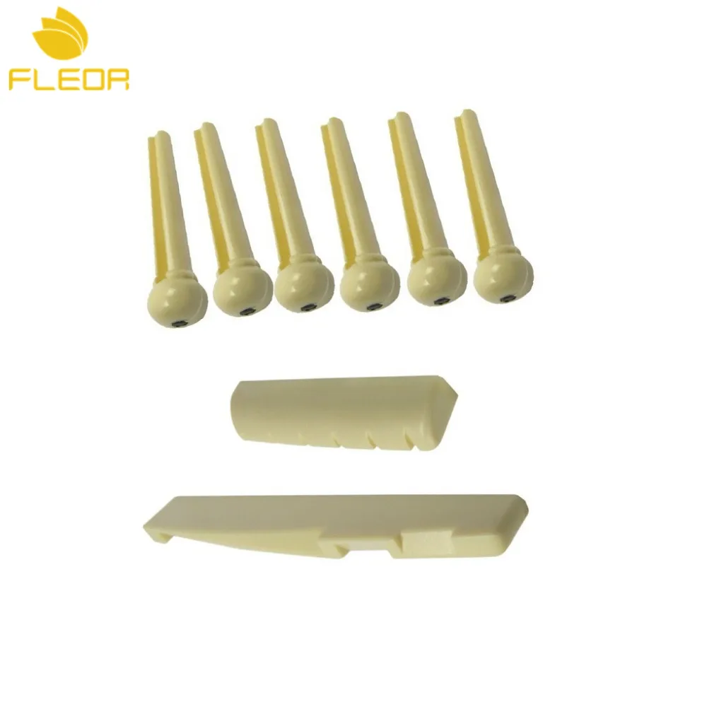 FLEOR набор пластиковых шлицевых акустических гитар Гайка Седло и Мост Pin для 6