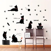 lovely playing cats animals wall stickers kids room decoration 843 home decals kitten printing mural art cartoon diy poster 4 0
