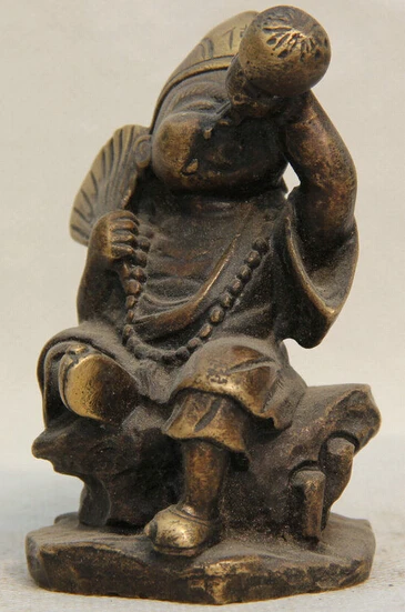 SCY 207 @ g + 4 &quotСтарый китайский буддийский из бронзы сидение Ji Gong Mad Monk Buddha immortal Fan