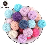 lets make 20pc 16mm crochet beads wooden teether baby diy tiny rod wood beads for stroller game cotton rope baby teether toys