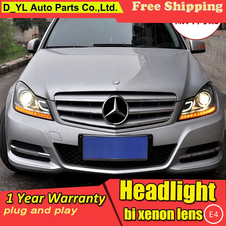 D_YL автомобильный Стайлинг для W204 C180 C200 C260 фары 2007-2013 светодиодный ные DRL линзы