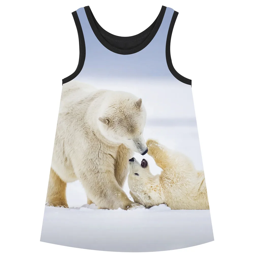 Girls Dresses big brand The polar bear Print Children Designer baby Kids Clothes Fashion clothing BABY dress Summer style kids | Детская
