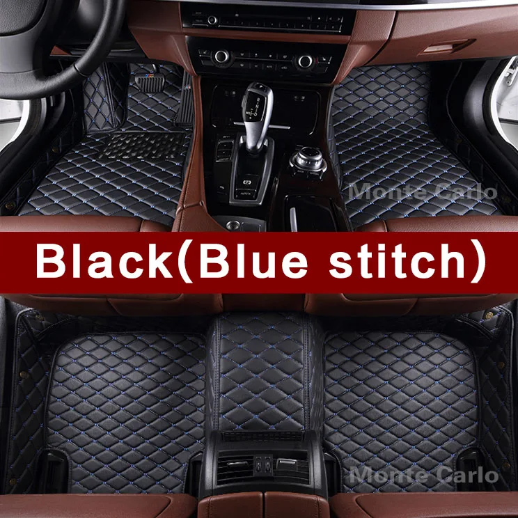 Автомобильные коврики на заказ для Mercedes Benz M ML GLE class W163 W164 W166 C292 coupe 63 AMG 350 400 450 500 ковры вкладыши - Название цвета: Black (Blue Stitch)