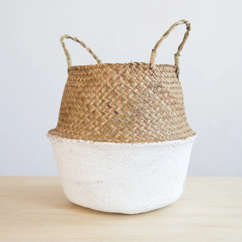 Seaweed Storage Basket Wicker Garden Flower Pot Study Room Rattan Home Organizer | Дом и сад