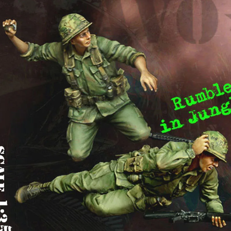 1/35 масштаб Неокрашенная смола фигурка Современная армия США в джунглях 2