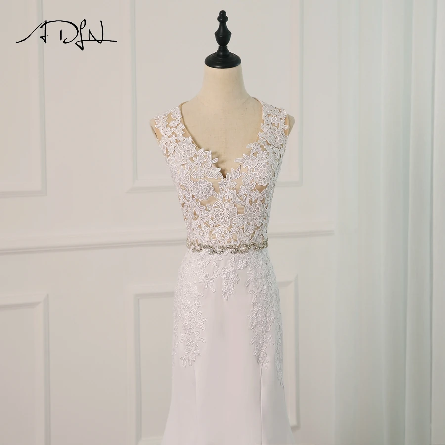ADLN Real Image Vestido De Novia Wedding Dress 2019 V-Neck Robe de Marriage Gowns Zipper back with Buttons | Свадьбы и торжества