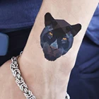Синий Леопард Временная тату-наклейка для Для женщин средства ухода за кожей Arm руки шеи Животные фальшивые татуировки в виде льва для мужчин сексуальные Водонепроницаемый татуировки подарки на Рождество