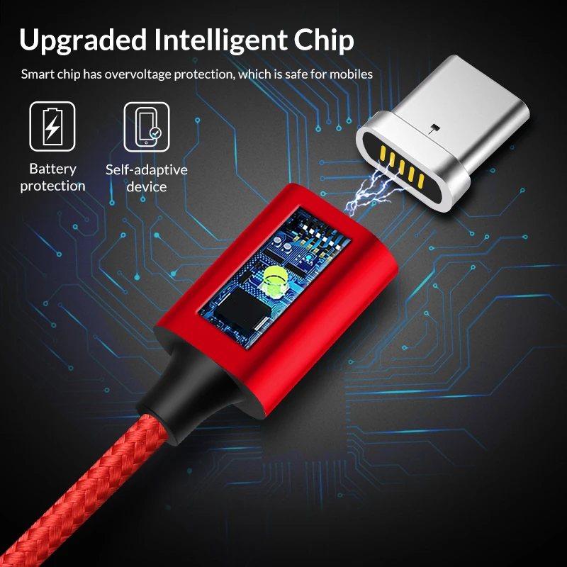 TOPK AM44 USB C Магнитный кабель с нейлоновой оплеткой type зарядный для samsung Galaxy Note 9 S9 Plus