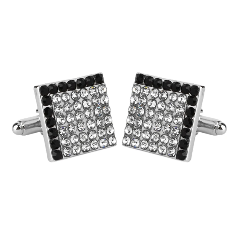Роскошные мужские модные запонки полностью белые черные Кристальные прозрачные