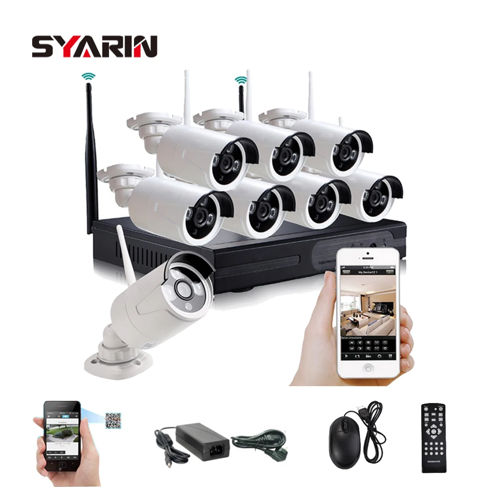 Syarin дома 8ch CCTV Системы HD Беспроводной NVR 8 шт. 960 P 1.3mp Водонепроницаемый IP WI FI Камера