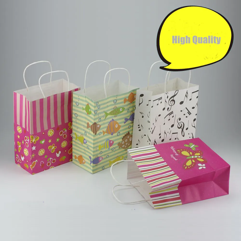 

30 шт 14 видов цветов Мультфильм крафт-бумажный мешок с ручкой Фестиваль подарочная упаковка для свадебной вечеринки хозяйственная сумка 27*21*...