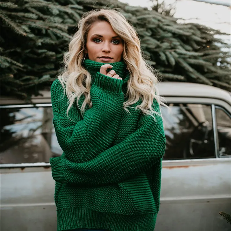 Pullover Womens 2018 Jumper Turtleneck Sweater For Women Warm Thick Winter Cable Knitted Female Oversized | Женская одежда