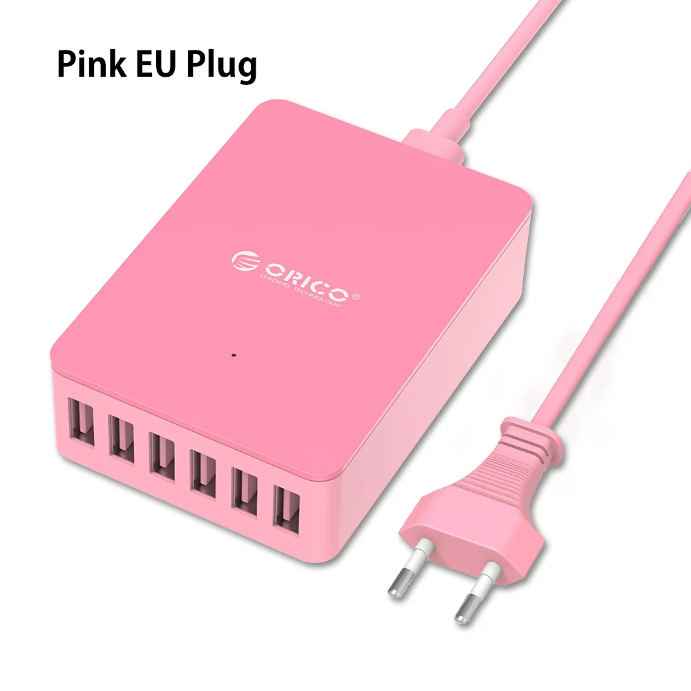 Pink EU Настенное зарядное устройство ORICO 5 в 2,4 А 10 А 50 Вт 6 USB порт USB зарядное устройство для путешествий - Тип штекера: Pink EU