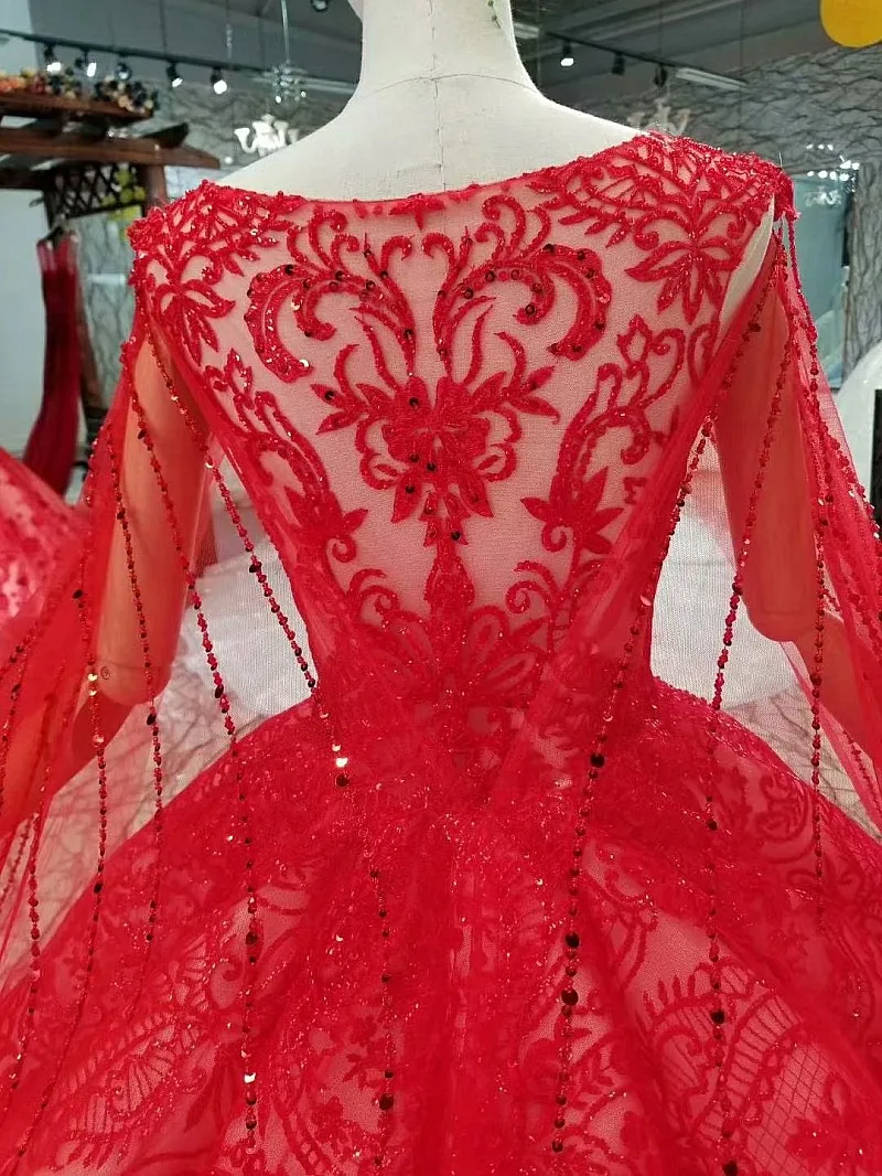 LS325411 красное винтажное бальное платье для невесты, свадебные вечерние платья с коротким рукавом, вырез лодочкой, кривая форма, длина до пола, платья с длинной накидкой