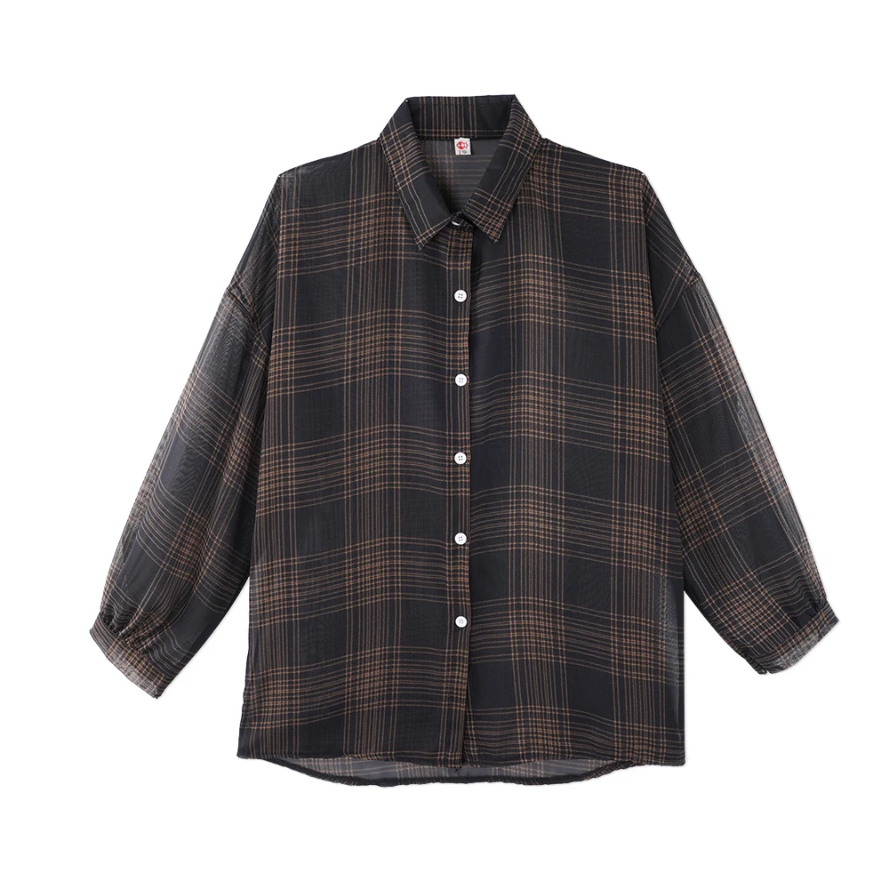 

Neatie kiddie Fashion Spring Autumn Plaid Long Sleeve Blouse Women Clothes 2019 Single Breasted Loose Streetwear Shirt Tops