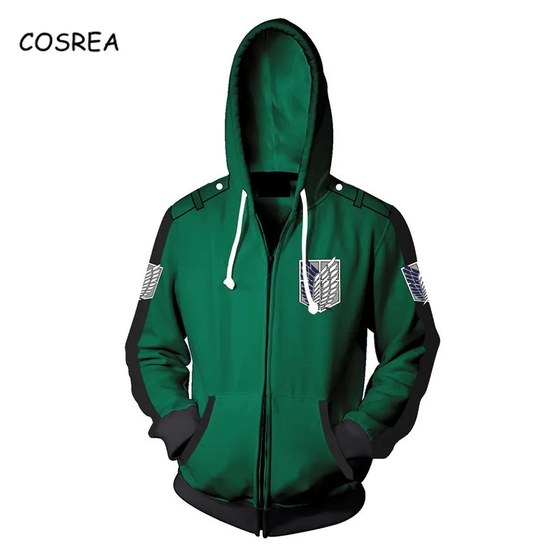 Толстовка с капюшоном «атака на Титанов», верхняя одежда, уличная одежда для мужчин, костюм для косплея на Хэллоуин, толстовка с капюшоном для мальчиков, куртка на молнии для женщин