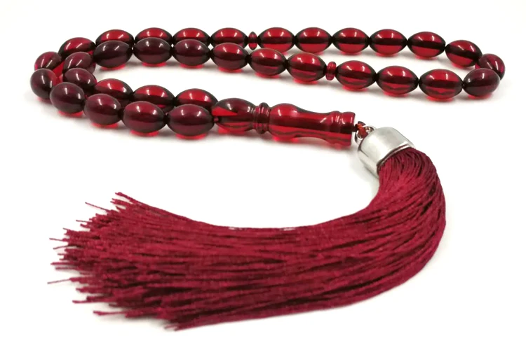 Tasbih Mastkhan красный хлопок кисточкой молитва бусины 9*13 мм четки Misbaha браслеты