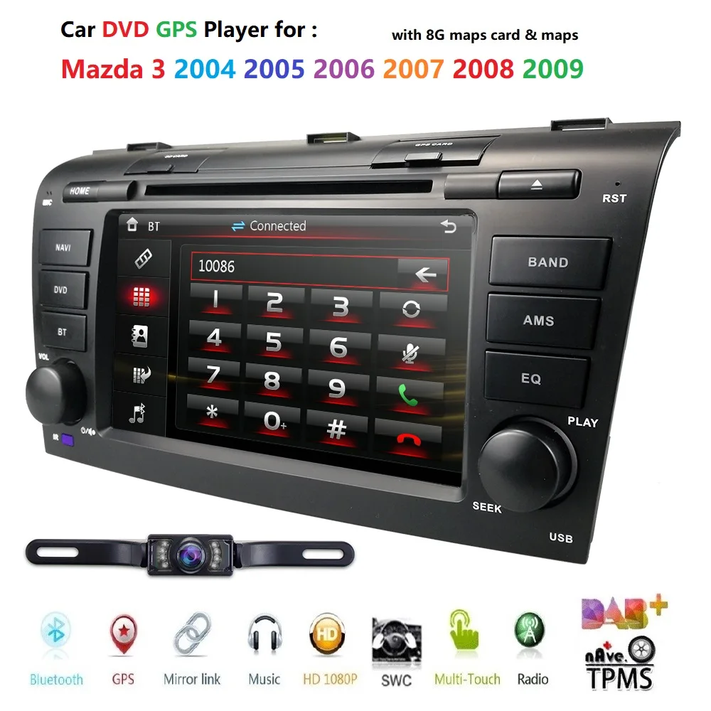 Автомобильный dvd плеер с ОС WinCE 6 0 подходит для Mazda 3 GPS навигация 2Din рулевое колесо