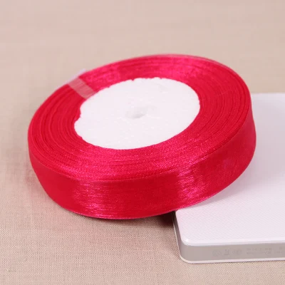 Ярко-розовая/органза цвета фуксии шифоновая кружевная лента для свадьбы