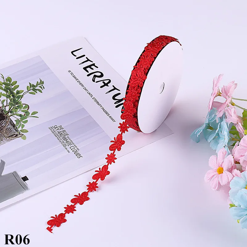 R06 5 ярдов/лот 15 мм кружевная лента бабочки вышитые ткани DIY Свадебные украшения кружева отделка Швейные аксессуары цветы - Цвет: R06