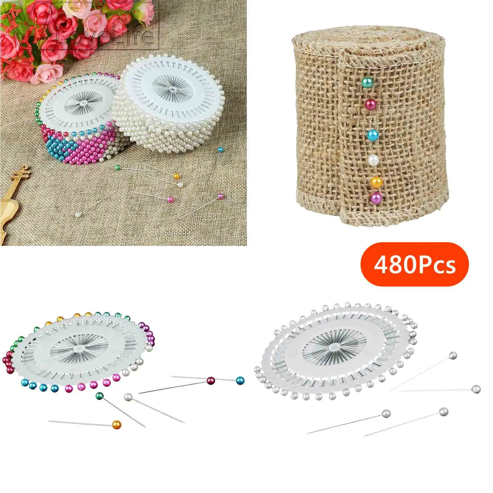 

480Pcs/lot High Quality Round Pearl Head Dressmaking Pins Sewing Accessories White Multicolor DIY Dressmaking Faux Pear Corsage