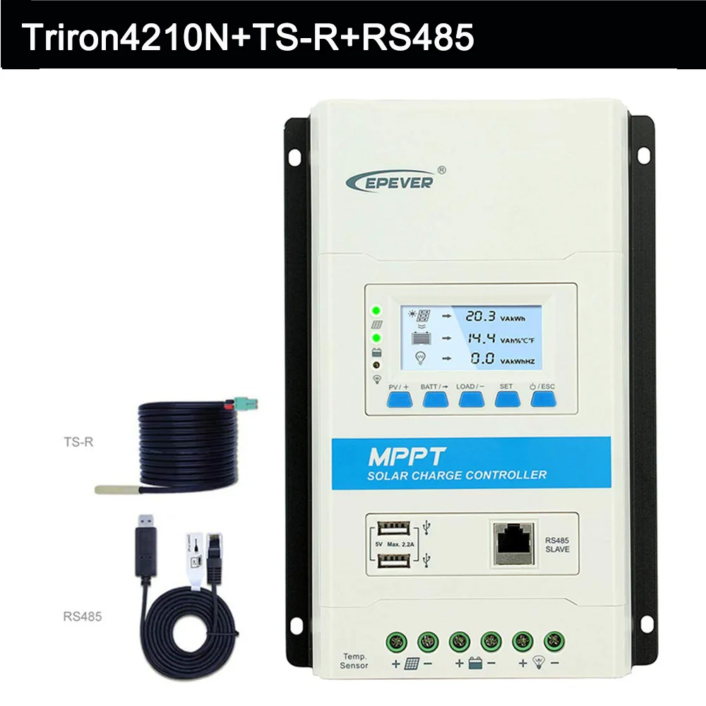 Set 1 EPever MPPT 40A Контроллер заряда и разряда 12 В 24 в подсветка ЖК-дисплей для макс. 100 в вход солнечной панели Triron4210N - Цвет: Set 1