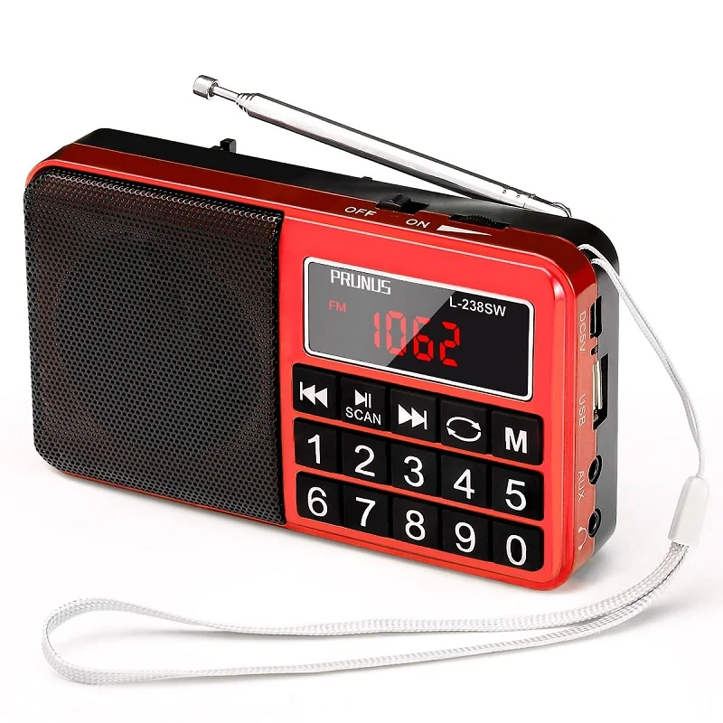 PRUNUS L-238 мини fm-радио Портативный радиоприемник с динамиком USB зарядка радио Поддержка FM/AM/AUX/TF карта аварийный фонарик