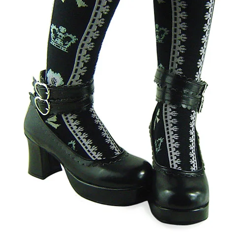 Милые туфли в стиле Лолиты Обувь готическом на толстом каблуке принцессы Туфли