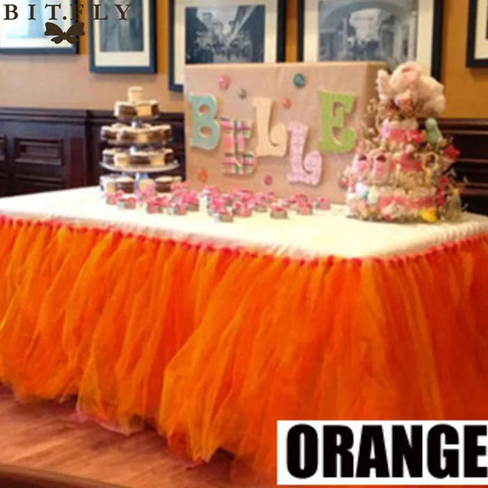 orange 29 цветов, полиэстер, однотонная 100*80 см юбка-пачка для стола, рождественские принадлежности,, свадебная фатиновая юбка - Цвет: orange