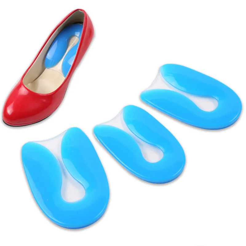 Silicone Gel U-Shape Plantar Fasciitis Heel Protector Heel Spur Cushion Pad Shoe Inserts Insole for Men Women