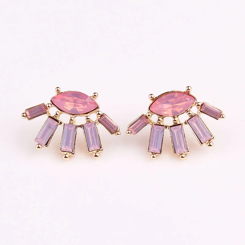 opal pink Любовь Цвет Фул Кристалл Камень Для женщин пирсинг серьги Стразы инкрустированные серебром Цвет металла серьги-гвоздики в рождественской тематике, подарок, ювелирное изделие - Окраска металла: opal pink