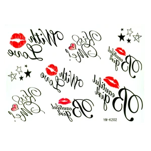 5pcs Kiss large temporary tattoos Love Waterproof Temporary Tattoo body art Tatoo Sticker harajuku men flash tattoo tatouage