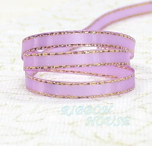 25 ярдов/рулон атласная лента с золотистыми краями 1/4 дюйма (6 мм)|ribbon|ribbon bucklepackaging