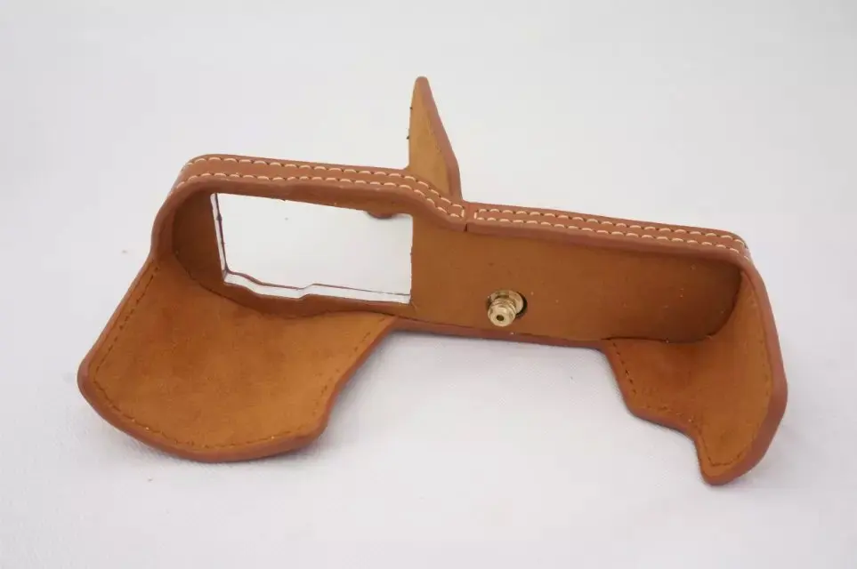 Черный/коричневый/КОФЕ искусственная кожа камера Жесткий чехол половина тела