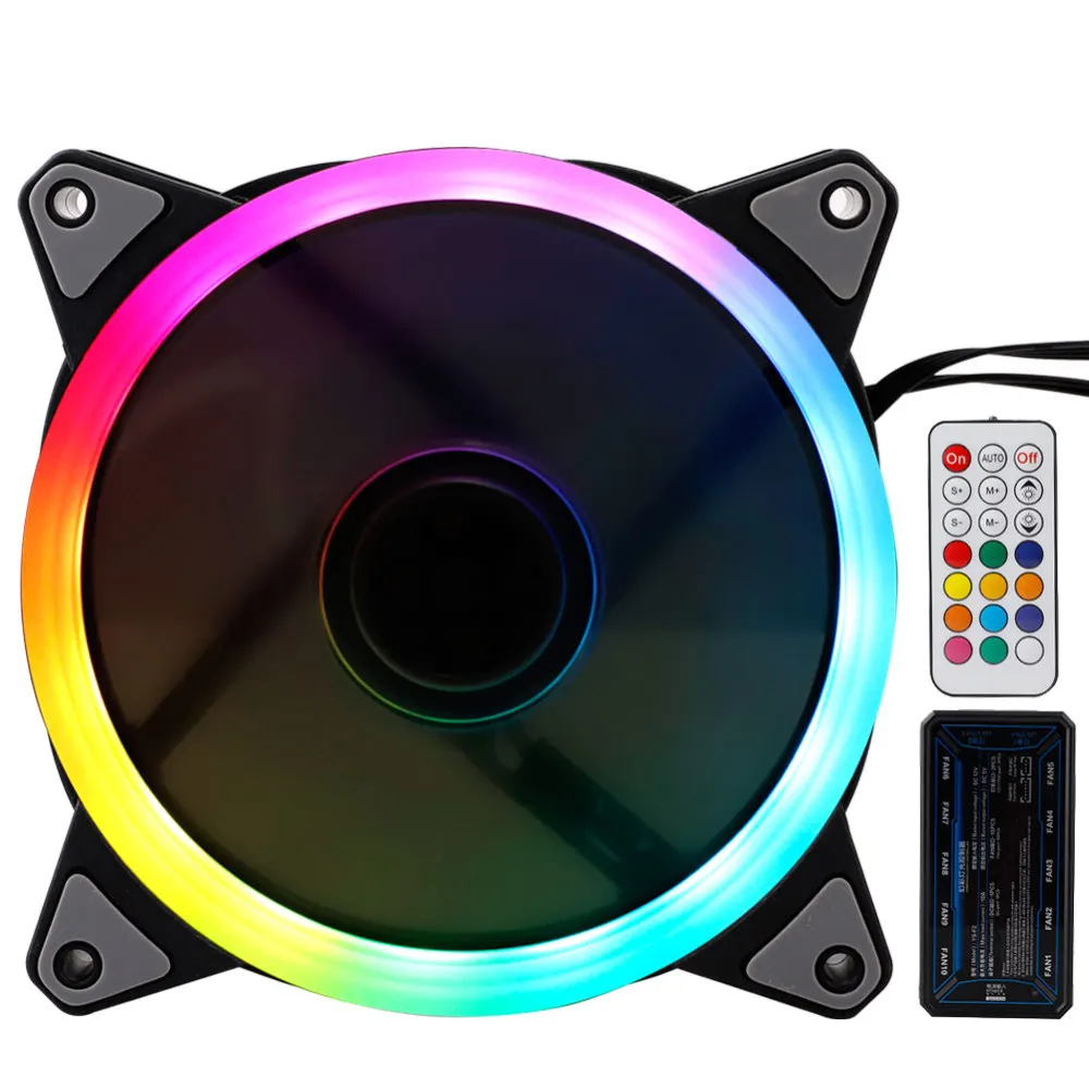 Rainbow Lights LED Fan Colorful RGB Adjustable Colour 120mm PC Computer Cooling Cooler Silent Case Controller | Электроника