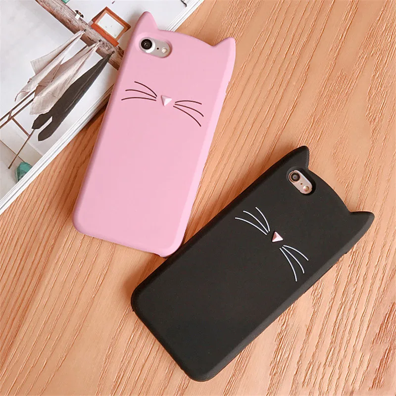 Cat Ears Cartoon Case for iPhone XR Xs MAX X Cover Half Wrapped Girl Style Soft Silicone For 7 8 Plus 6 6s Cases Fashion |