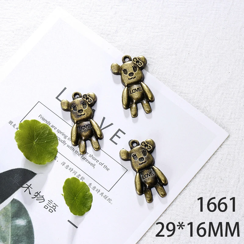 

29*16mm 6pcs Bear Alloy Pendant For Diy Jewelry Making 2 Colors Antique Silver Antique Bronze No.1661
