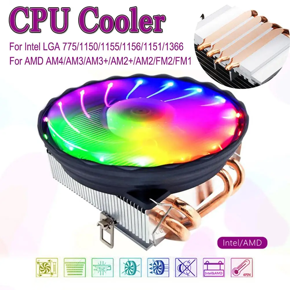 Хит 4 теплопроводов холодильник 120 мм Процессор кулер светодиодный RGB вентилятор