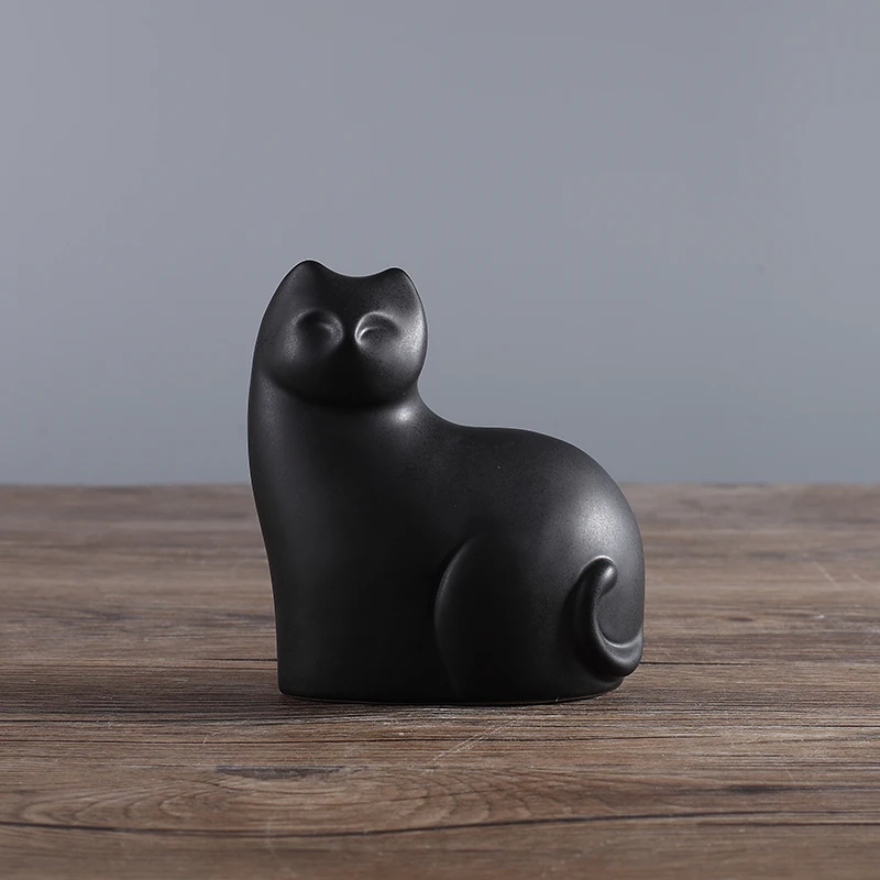 2 шт./компл. Черный и белый Керамика фигурка кошки животная статуя украшения