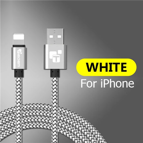 USB кабель Tiegem для iPhone 7, 8, 6, 5, 6s, S, 5, se plus, X, XS, MAX, XR, кабель для быстрой зарядки, Usb кабель для мобильного телефона, 3 м - Цвет: Белый