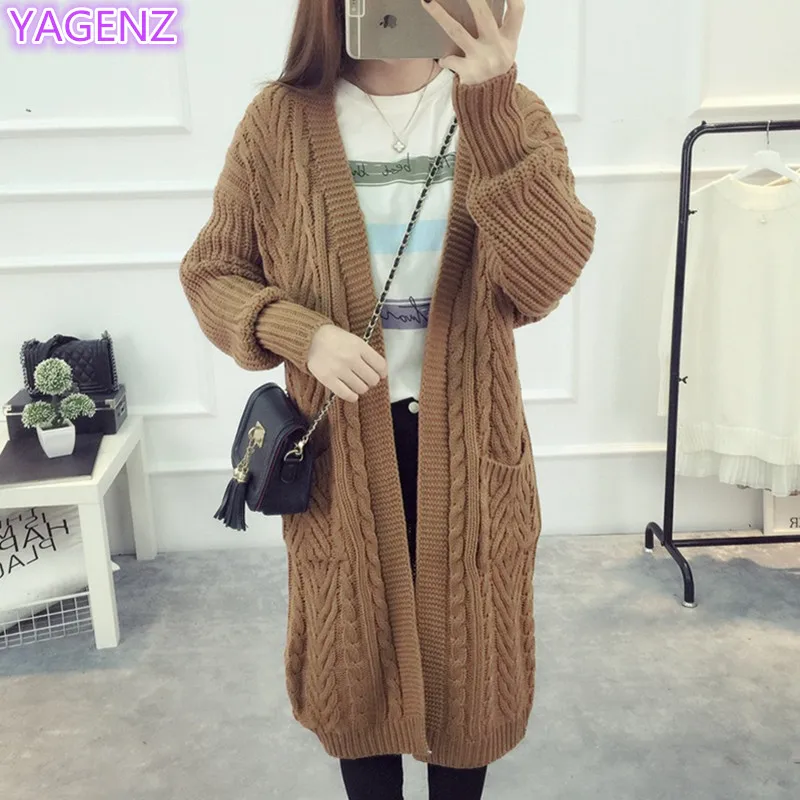 YAGENZ женские вязаные свитера длинный кардиган Женское пальто топы вязаный свитер