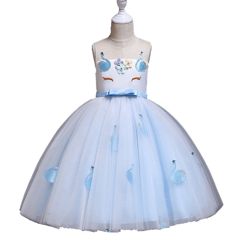 2019 New Girls Unicorn Flamingo Birthday Party Dress Kids Summer Tulle Tutu Princess Dresses Children Clothes + Headwear BW184 | Детская