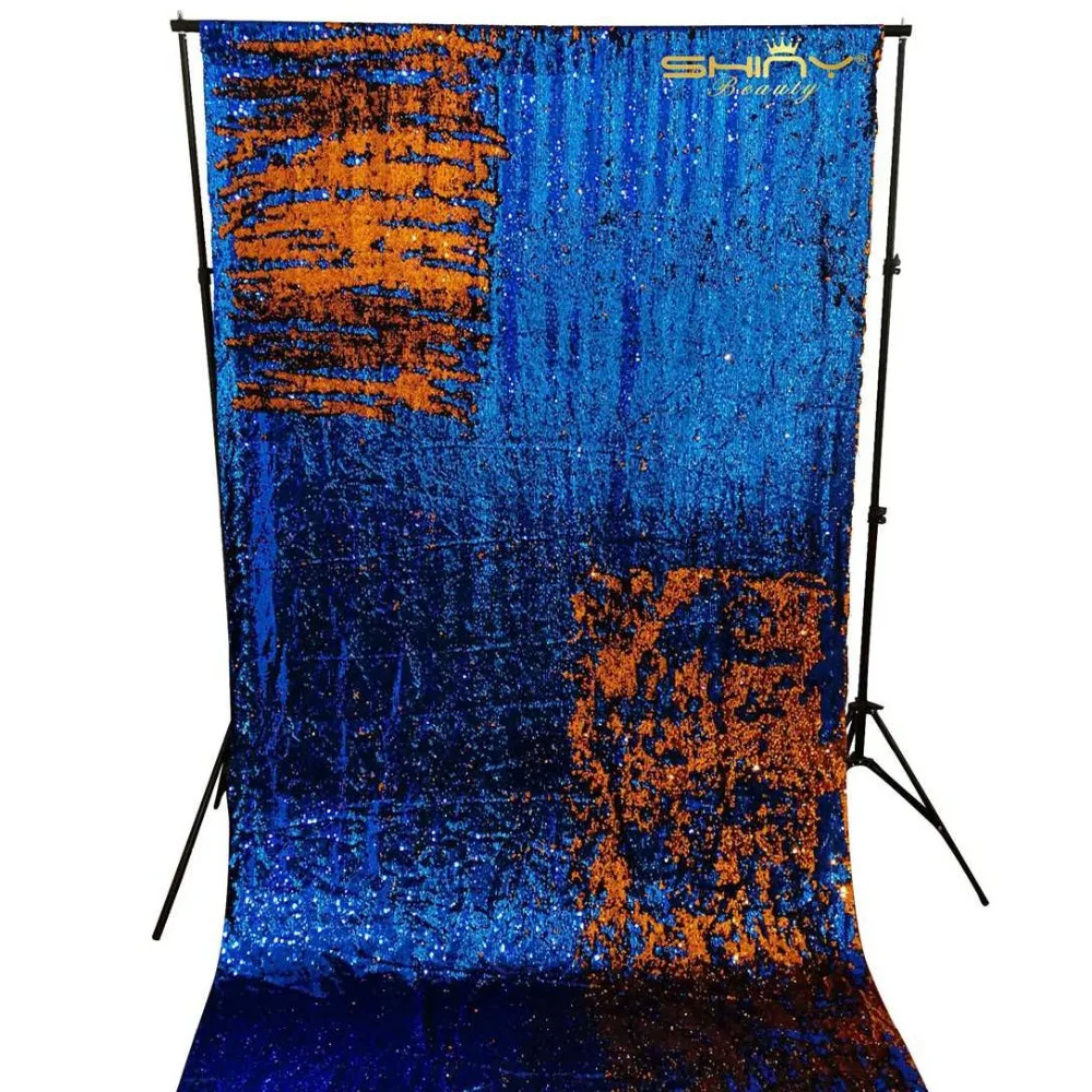 2FTX3FT 5mmsequin фон занавеска 2 шт королевский синий оранжевый Русалка рыбья чешуя