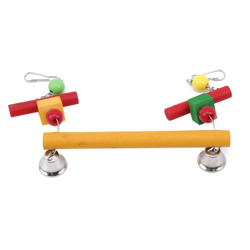 Bird Toys Wooden Ladders Rocking Parrot Swing Colorful Chewing Hanging Rope Bell Decor Toy | Дом и сад