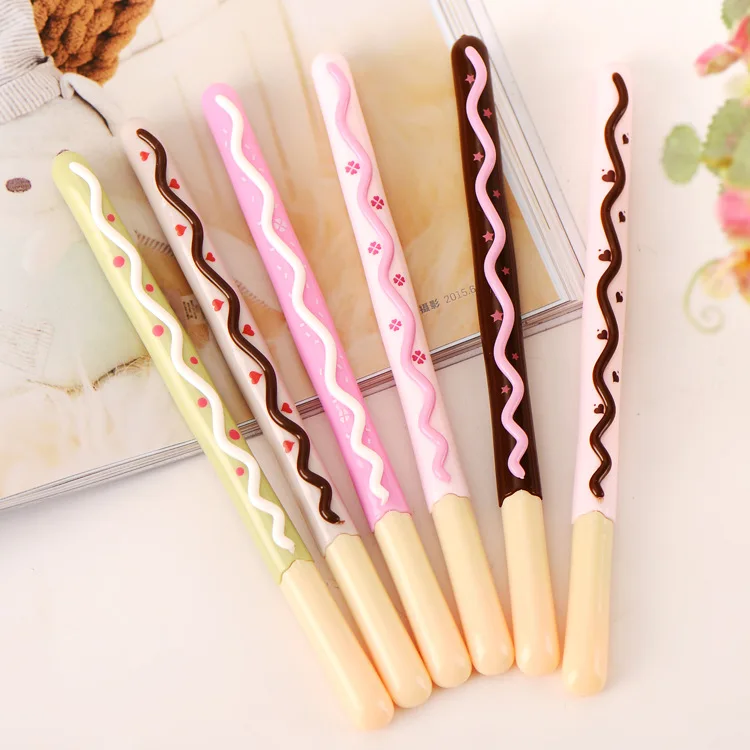 

40pcs/lot new chocolate lollipop pen Fingers cookies gel pen plastic food gift pen RBY-001