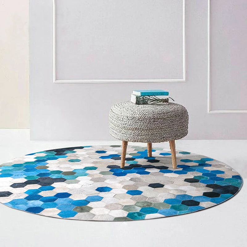 

Ins Mediterranean chic Nordic Living room Carpet Geometric Rug blue Kitchen Mat Bedside mat modern stripe plaid denmark design