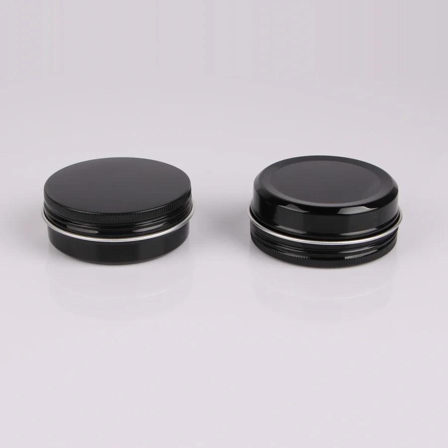 Алюминиевая круглая бутылка для крема 2 шт. 60 г черного цвета косметические